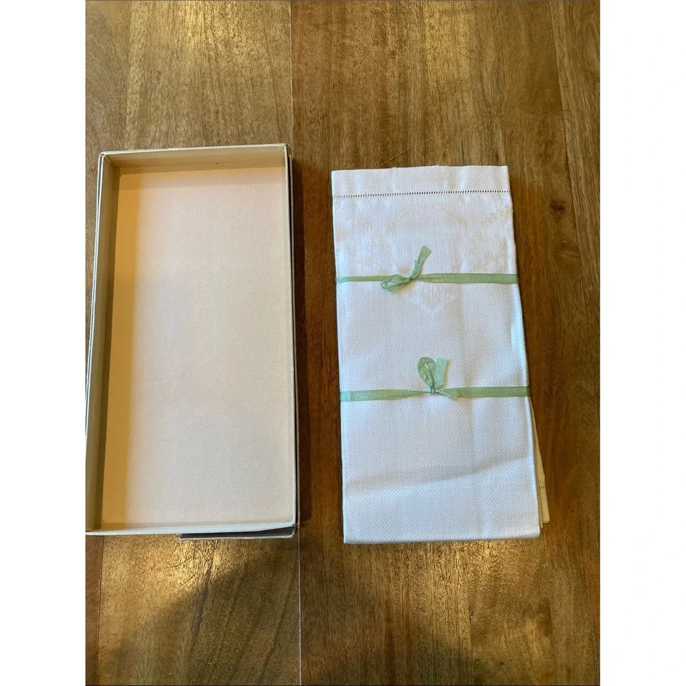 Vintage Irish Rose Cream Linen Tea Towels Set of‎ 3 15x24